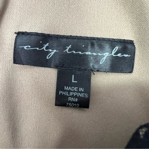 City Triangles Women’s Party Cocktail Dress Sz Large Black Lace Overlay Bodice - Picture 5 of 11